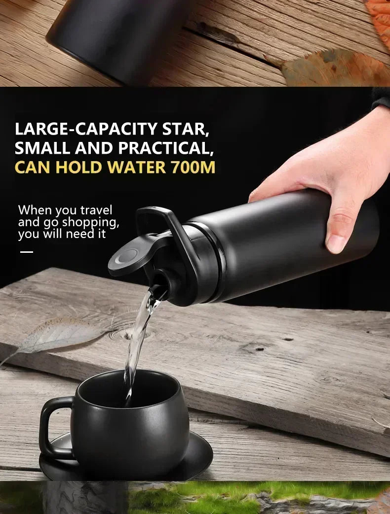 1-3PCS Stylish Portable Stainless Steel  Sports Water Bottle Leisure Bike Riding Drinking Water Bottle Outdoor Sport Travel Cup