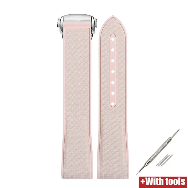 Curved End Strap 20mm for Omega X Swatch Joint MoonSwatch Sport Silicone Rubber Folding Buckle Watch Band for Seamaster 300