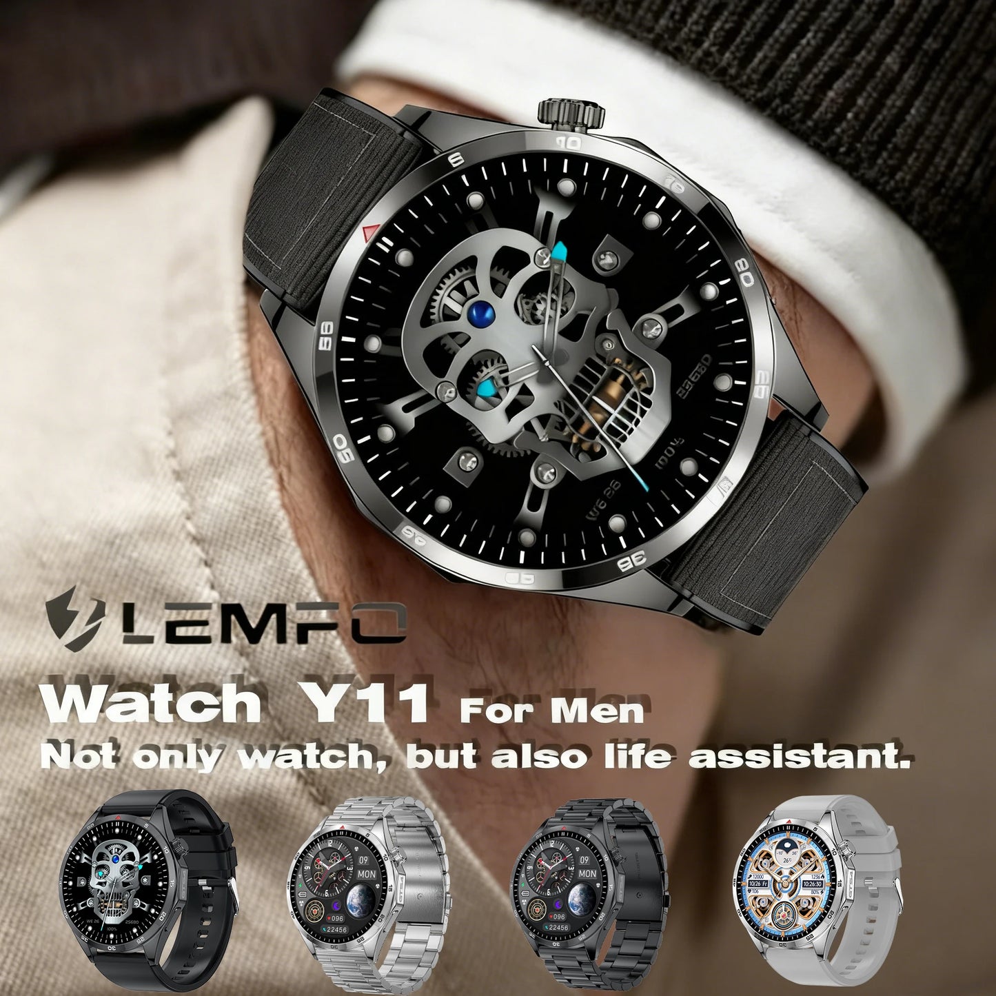 LEMFO Smart Watches For Men Women 1.5" 360*360 HD Screen 330mAh Battery Heart Rate Sleep Health Bluetooth Call  Watches For Man