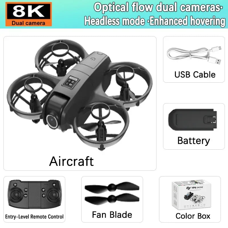 YP6 Mini Drone 8K Aerial HD Camera Drone 5G WIFI Record Large Screen Remote Control Intelligent Obstacle Avoidance Aerial Drone