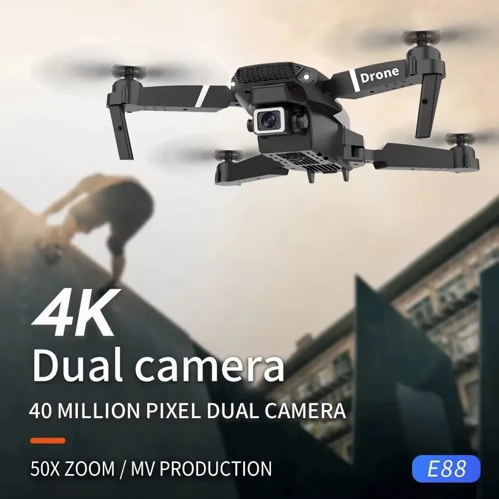 Kid Professional E88 Air Screen Control Drone Wide RC Dron HD 4K Camera Foldable Helicopter Aircraft Quadcopter Drone Gift Toys