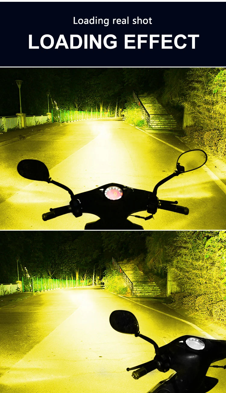 1pc H4 BA20D H6 LED Motorcycle Headlight CSP Dual Color White Yellow Hi Lo Beam Lens Fog Lamp for Motobike Scooter Running Light
