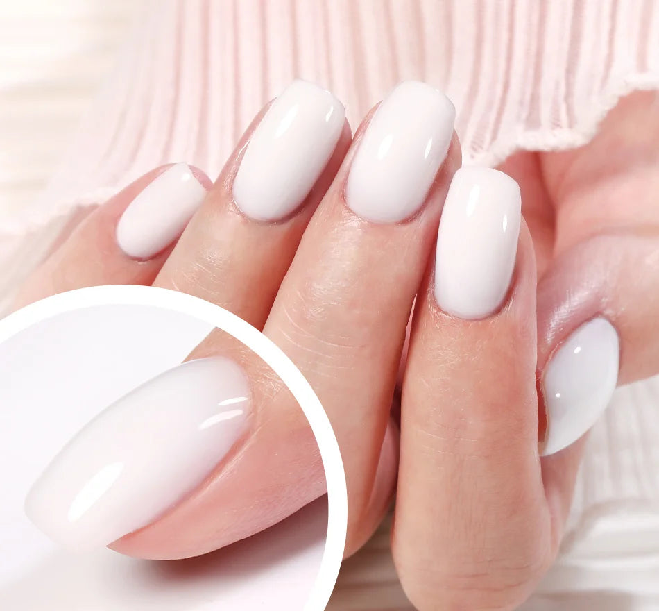 BORN PRETTY 15ml Jelly Nude Rubber Base Gel Natural Milky White Clear Semi permanent Self-Leveling Soak Off UV LED Gel Varnish