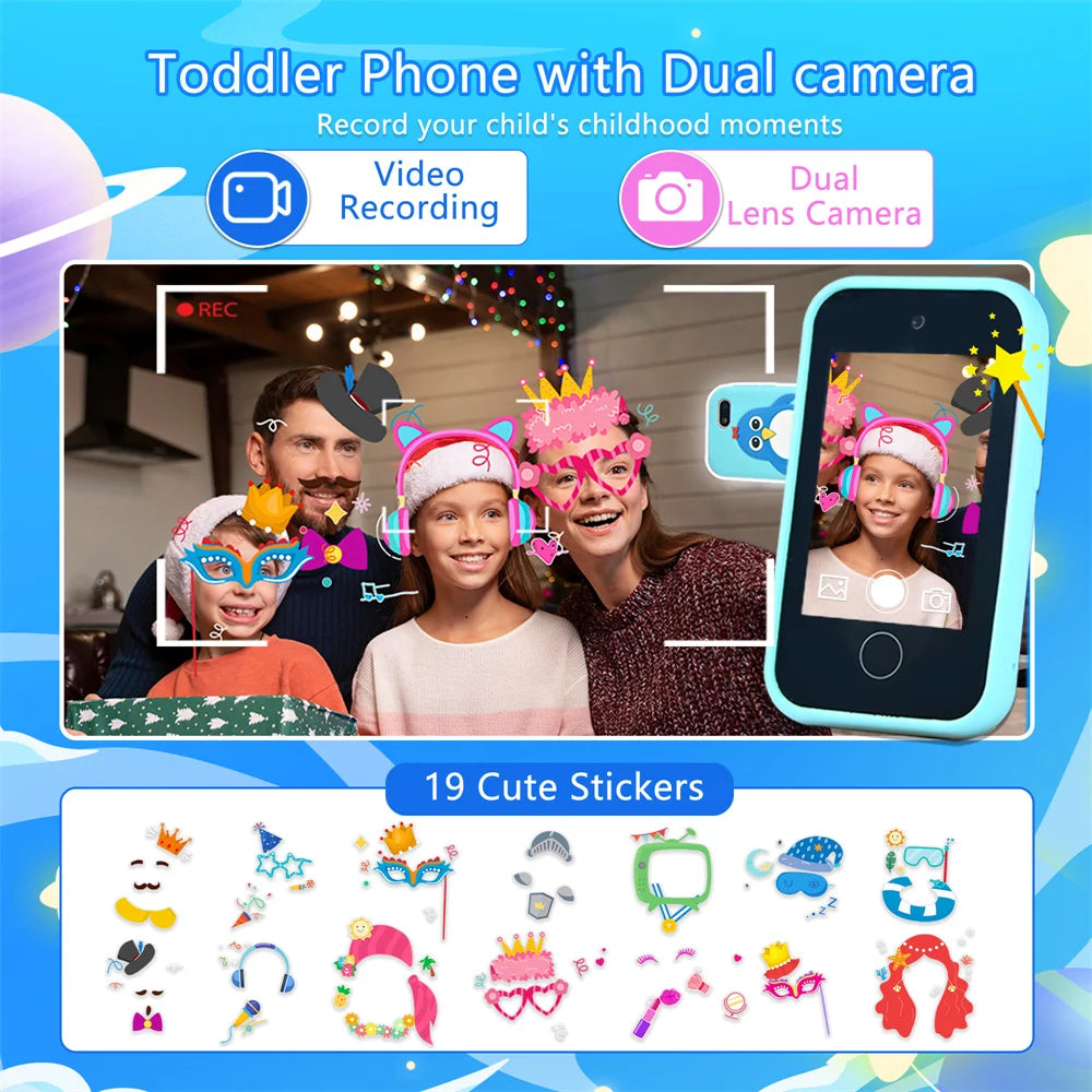 Kids Smart Phone Educational Toys Dual Camera Music Player Baby Phone With 32G Memory Game Learning For Boy Girls Brithday Gifts
