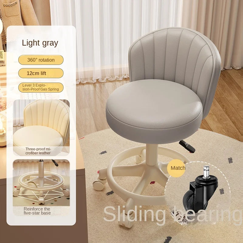 Ins Style Desk Chair Swivel Rolling Chair With Footrest Adjustable Height Home Computer Task Chair For Bedroom Make Up