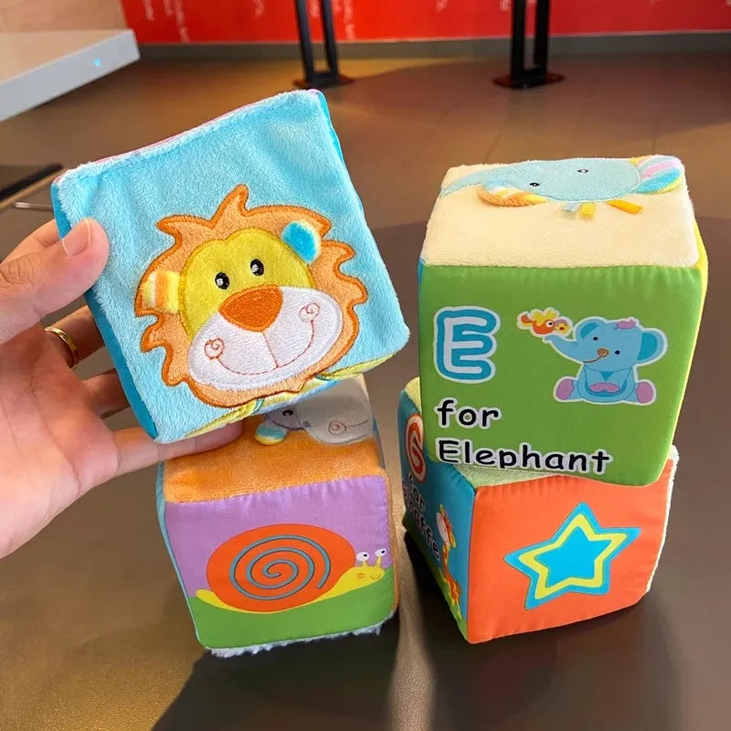 6PCS Cloth Building Blocks Baby Infant Soft Plush Doll Kids Sensory Educational Toys for Children Building Cube Construction Set