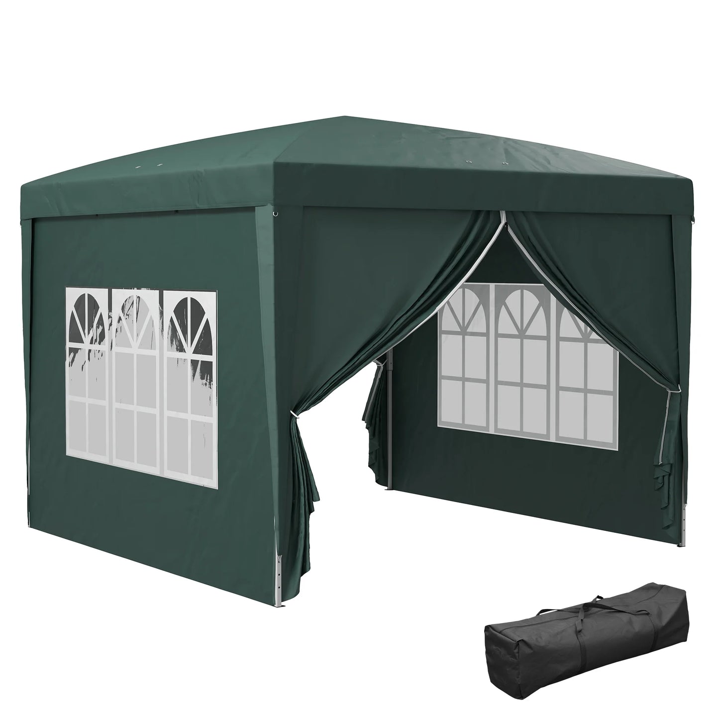 Outsunny 3 x 3(m) Pop Up Gazebo, Water and UV Resistant Party Tent Camping Canopy Marquee with  Carry Bag, Black