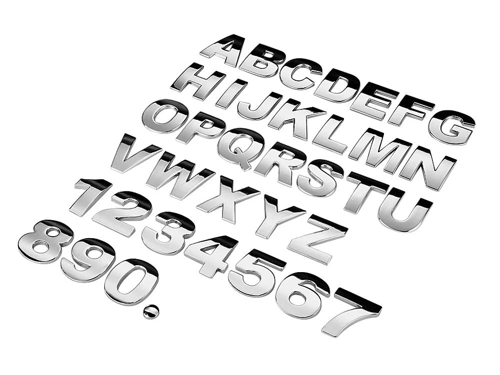45mm 3D Metal DIY Letters Alphabet Emblem Chrome Car Stickers Digital Badge Automobiles Logo Car Accessories Motorcycle sticker