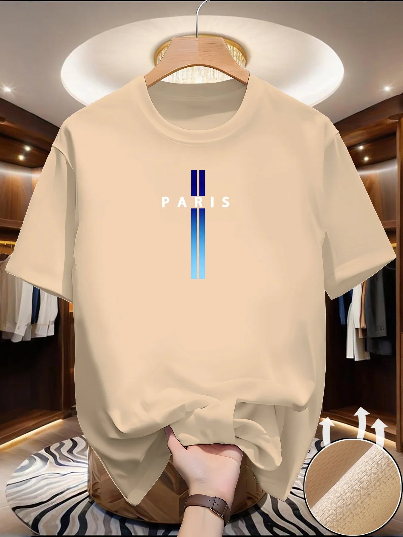 Men's Summer Exercise Blue/white gradient print T-shirts High Grade Breathable Quick Dry Short Sleeved Top Marathon Gym Fitness
