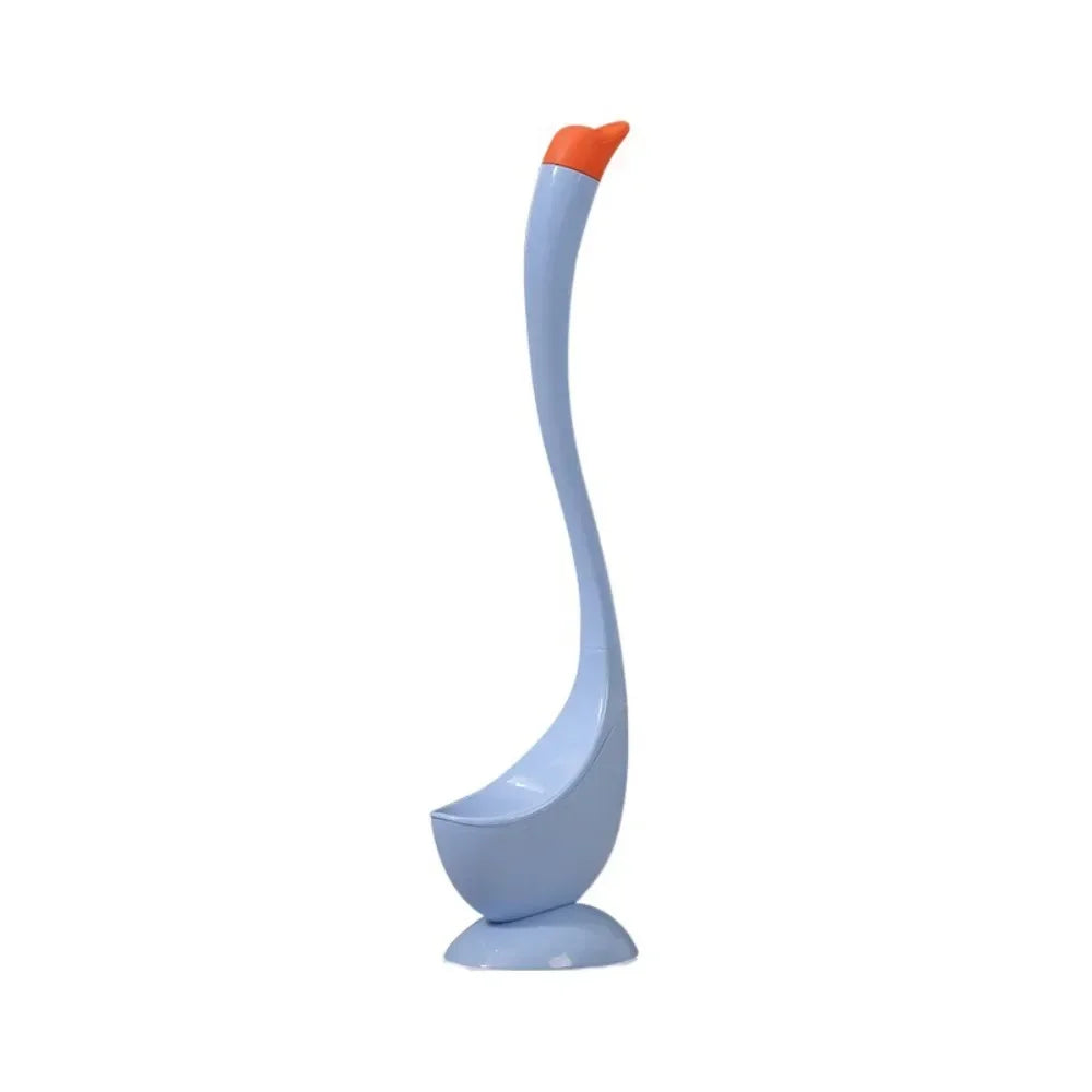 Swan-Shaped Long Handle Toilet Brush Set with Holder, Dense Bristles, Household Cartoon Bathroom Cleaning Tool
