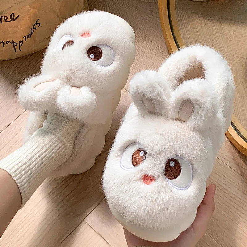 Kawaii Kitty Designer Slippers Women's Bottom Cat Paw Shoes Winter Warm Waterproof Mules Clogs Woman Kitten Home Slipper Adult