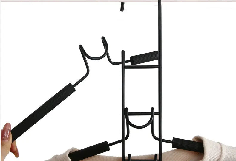 1pc Heavy-Duty Space-Saving Clothes Hanger - Multi-Layer Metal Garment Organizer with Non-Slip Foam Pads, Sturdy Closet Hanger