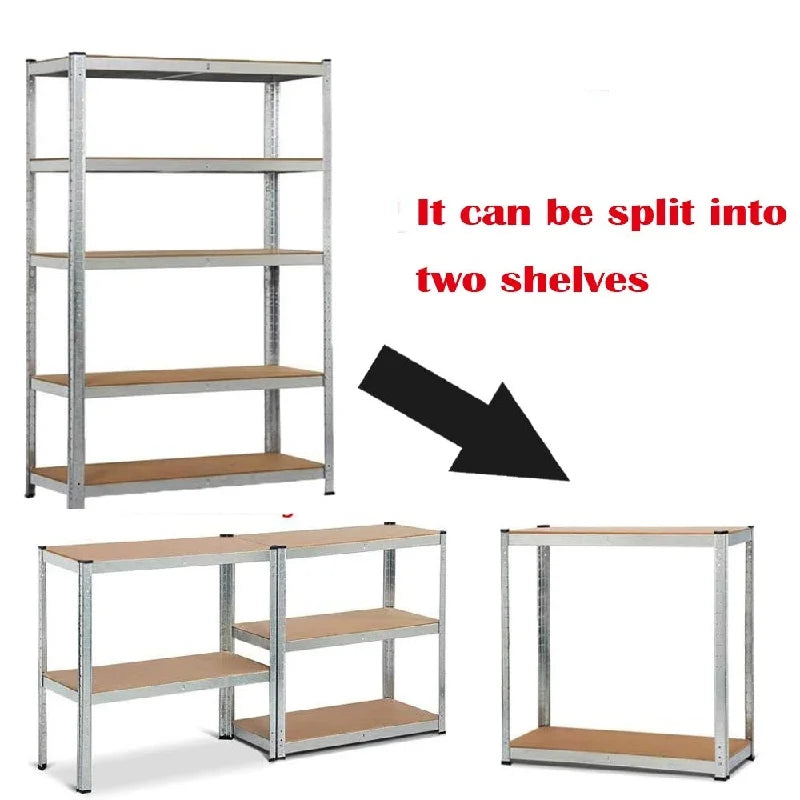 Adjustable Height Layout 5-Tier Heavy Duty Shelf 875kg Boltless Metal Rack Tool Free Assembly for Garage Warehouse Storage