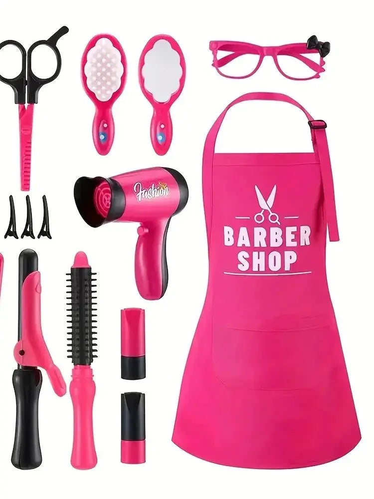 Girls' Play Hairdresser Kit with Accessories & Apron - Mixed Colors, No Plating