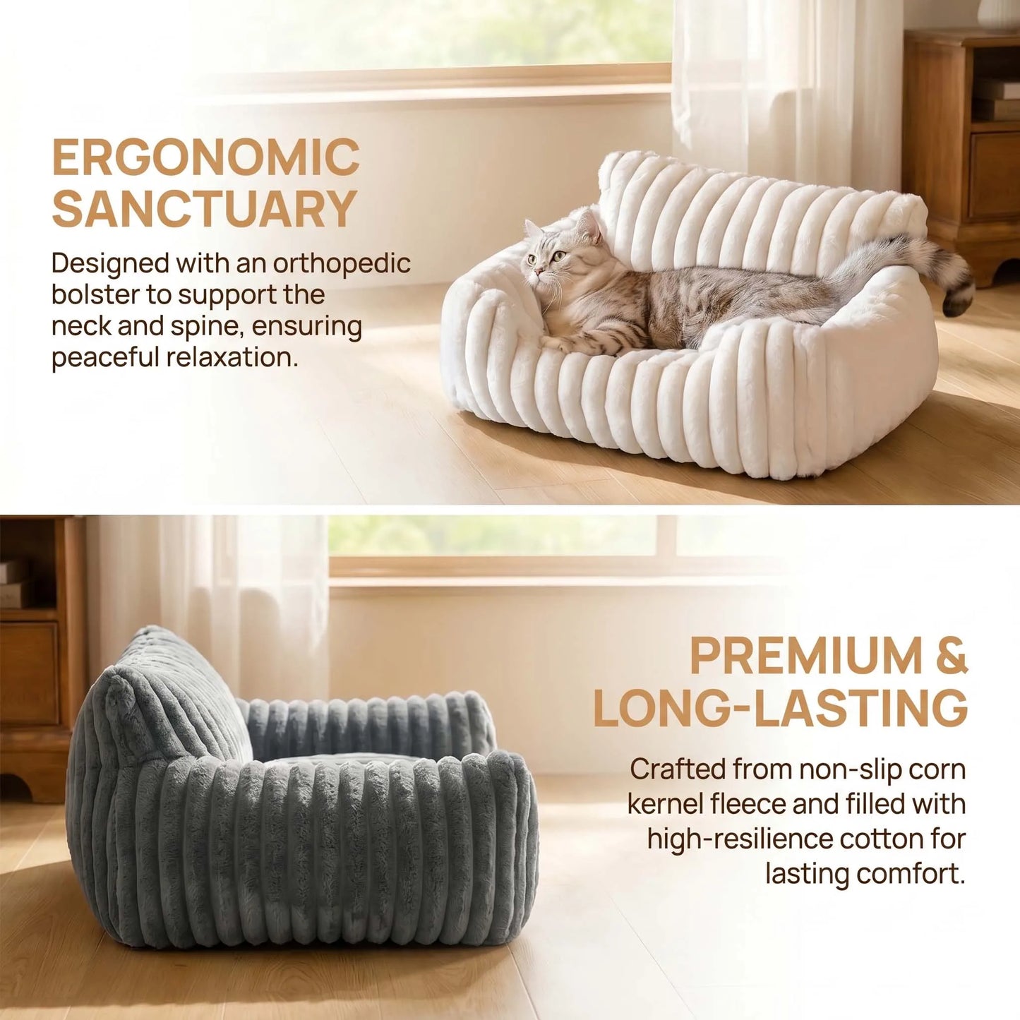 Warm Comfort Cat Sofa  Deep Sleep Cat Bed Pet Basket Kitten House Small Dogs Sofa Cute Soft Cushion For  Medium Cats Bed
