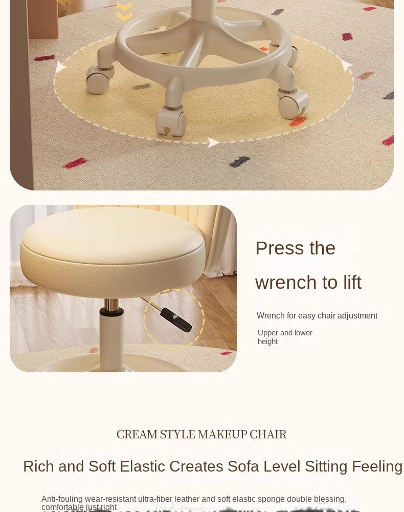 Ins Style Desk Chair Swivel Rolling Chair With Footrest Adjustable Height Home Computer Task Chair For Bedroom Make Up