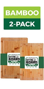 Bamboo Cutting Boards for Kitchen [Set of 3] Wood Cutting Board for Chopping Meat, Vegetables, Fruits, Cheese