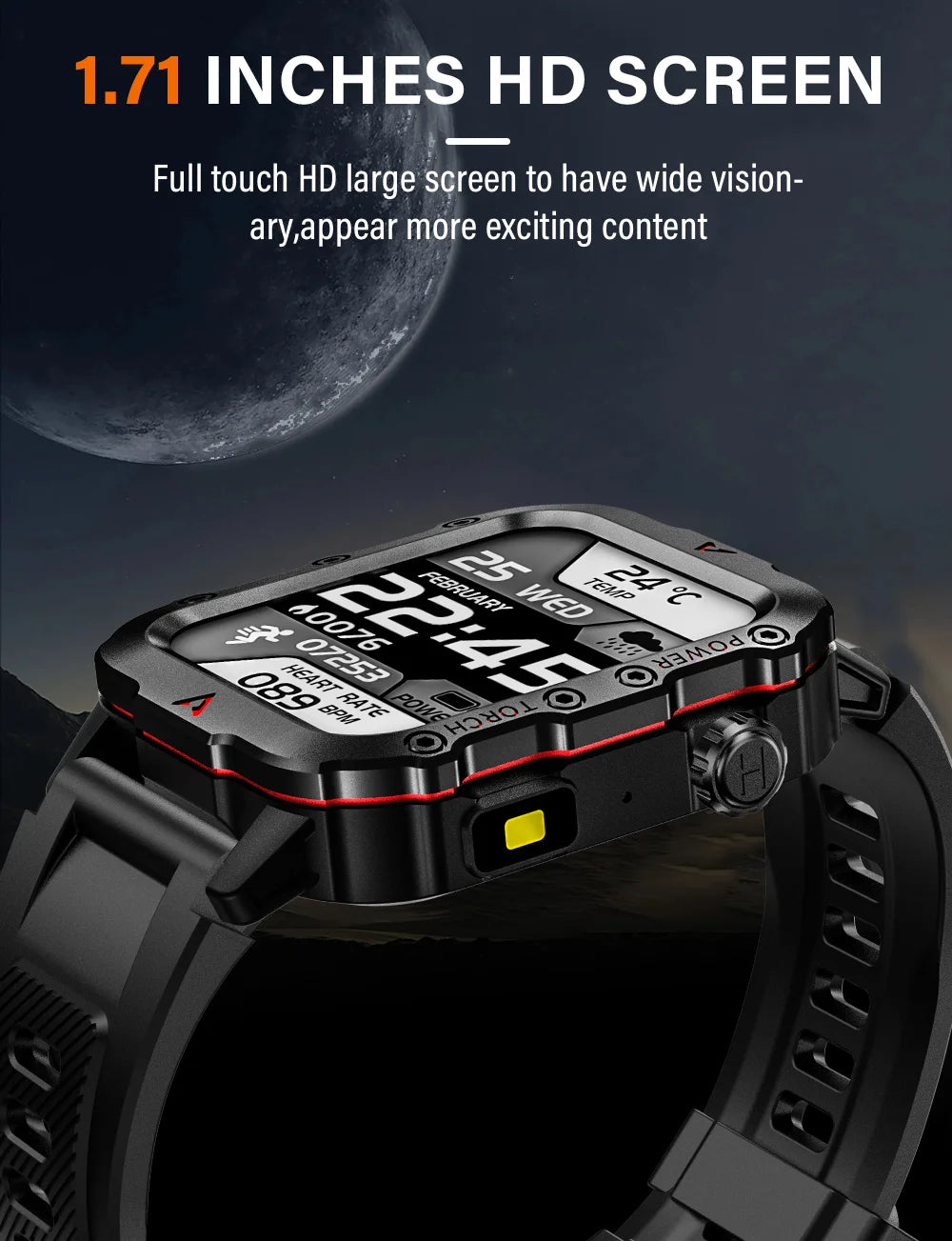 LAXASFIT 2026 New Men's Smart Watch Outdoor Sports Watch 1.85 Inch Voice Assistant Bluetooth Call LED Flashlight Smartwatch
