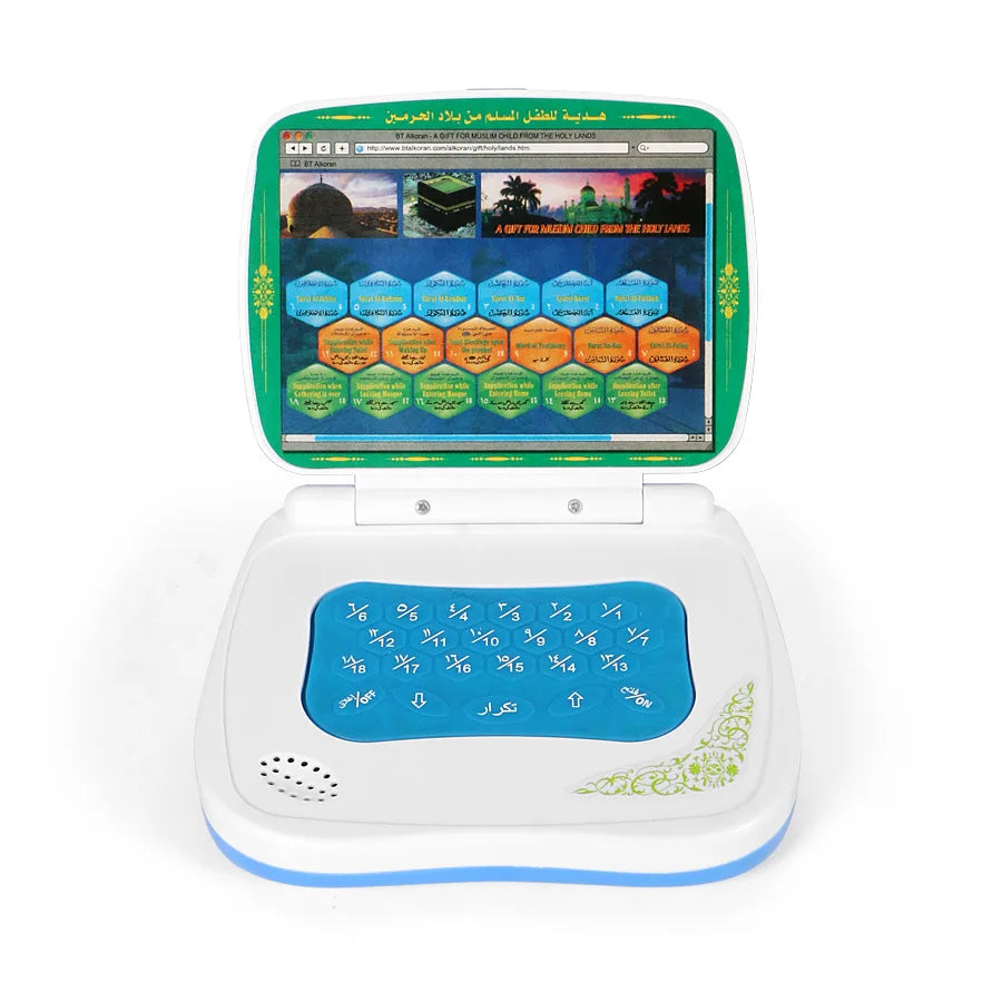 Foldable Quran Learning Tablet for Kids - Islamic Educational Toy Blue Color, Audio Quran Reader, Muslim Children Religious Gift