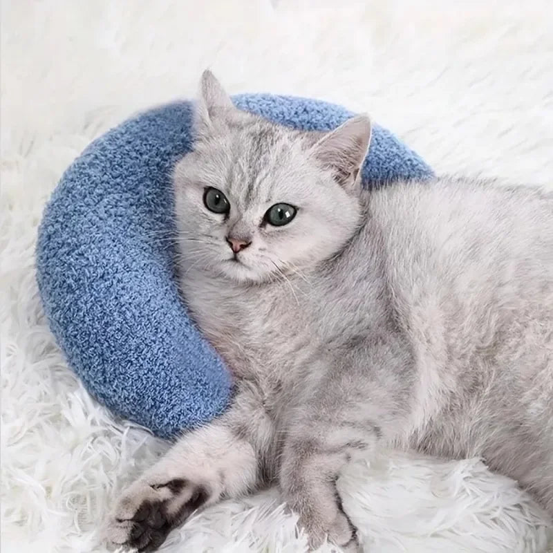 Pet Pillow for Cats and Dogs Soft Plush Thick Filling Cervical Support Hypoallergenic Washable Cover Deep Sleep U-shaped Cat And