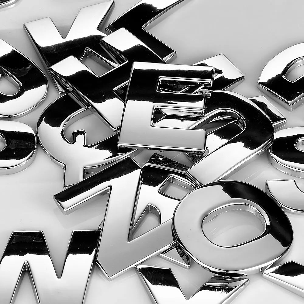 45mm 3D Metal DIY Letters Alphabet Emblem Chrome Car Stickers Digital Badge Automobiles Logo Car Accessories Motorcycle sticker