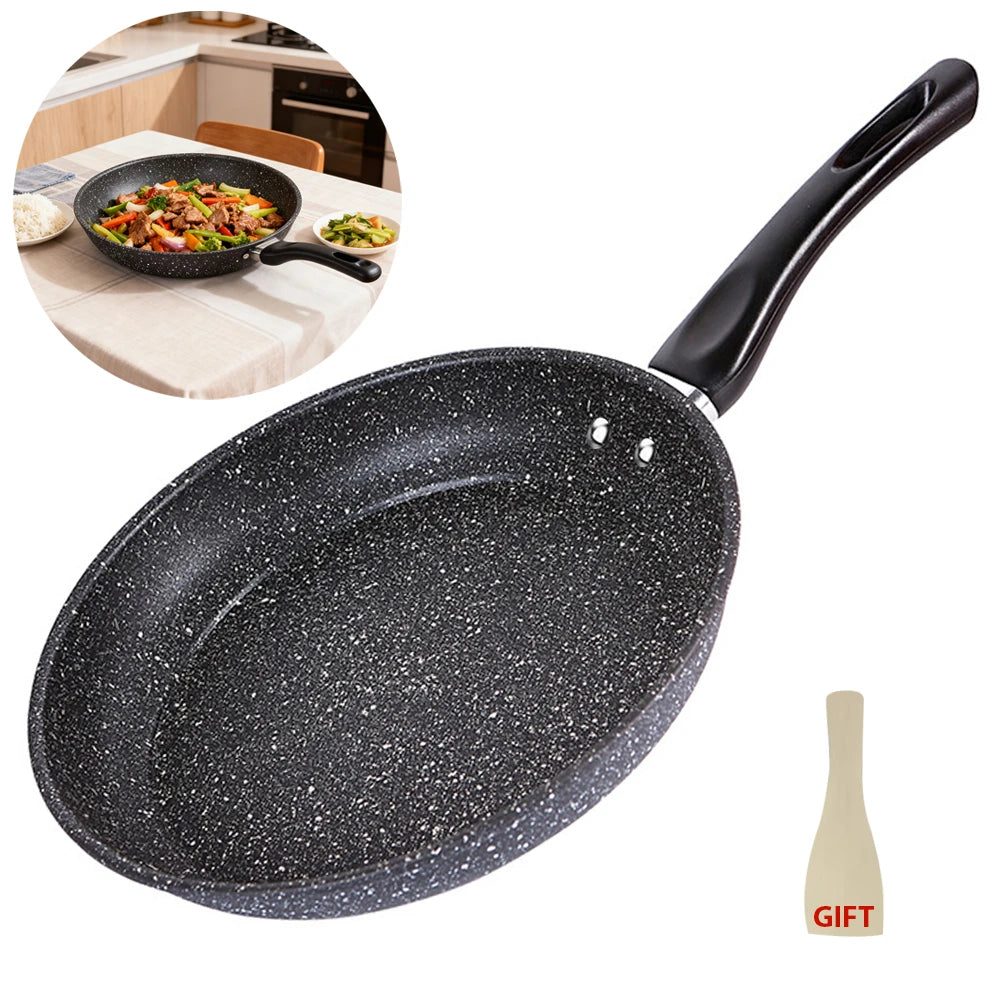 Non-stick frying pan Omelet pan Cooker Pans Pancake Egg Pan Induction Gas Stove Home Frying Pan With 15cm wooden spatula