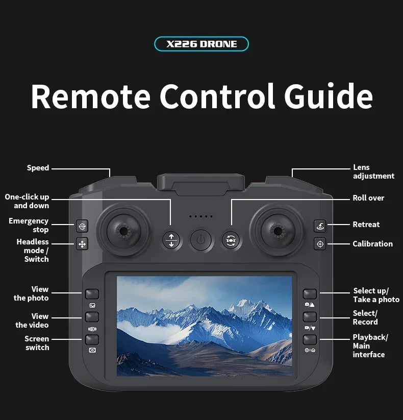 NEW Lenovo X226/X226VR Mini Drones 4K Professional Remote Control Helicopter Plane RC Dron with Screen Quadcopter Toys Gift