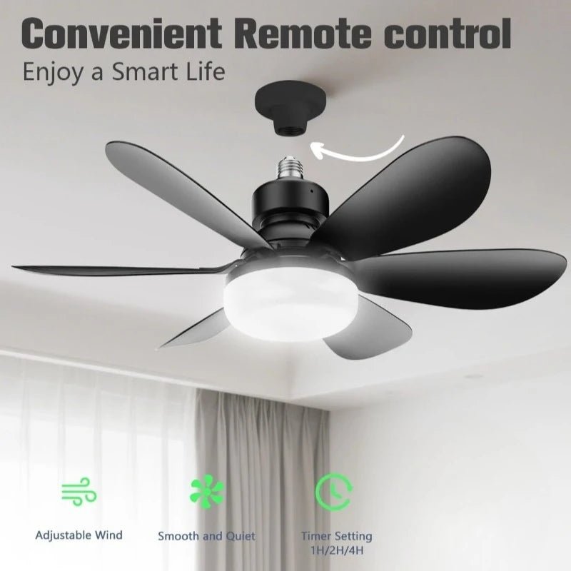 40W Ceiling Fan Light E27 with Remote LED Dimming Function Suitable for Living Room Study and Home use 85-265V