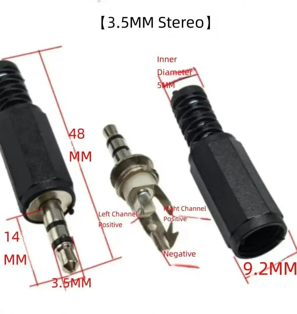 5Pcs/lot 3.5mm Black Plastic Housing  Audio Jack Plug Headphone Connector Discount