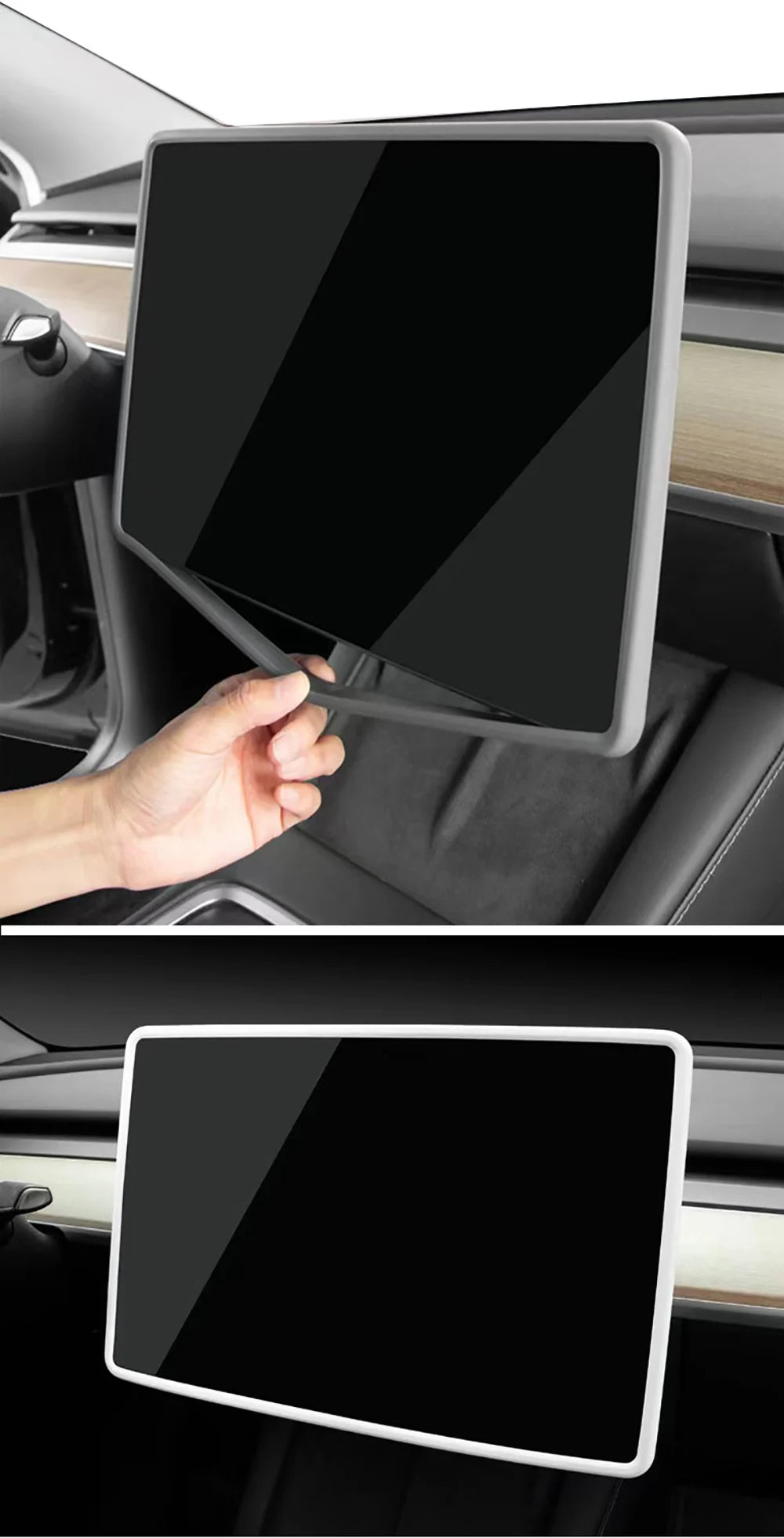 For Tesla Model 3 Y Car Silicone Screen Frame Display Edge Protector Central Control Protective Cover Anticollision Accessories