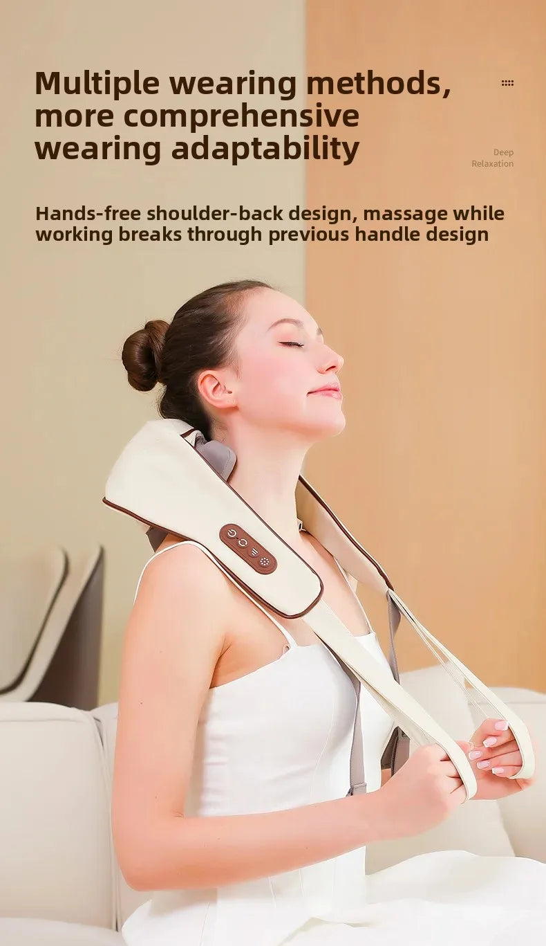 New USB Tape Neck Shiatsu Massage Belt Neck Back Shoulder and Neck Massager U-shape Electric Neck Massager with long-las