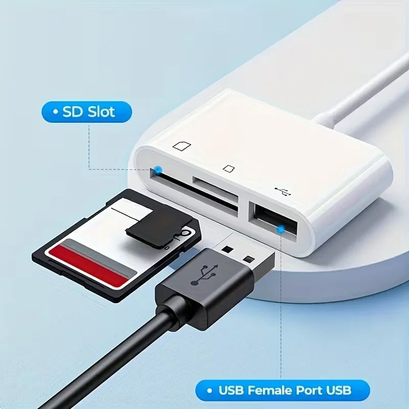USB C SD Card Reader for iPhone 15-17 iPad Mac pro Air with USB a Port Micro SD Memory Card Adapter Camera Card Reader