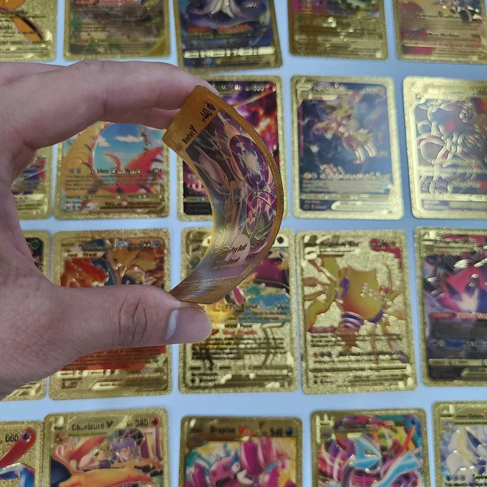 Pokemon Rainbow Gold Silver Black Foil Vmax Gx Cards Golden Letters English Game  Collection Battle TrainerCard Series Gift