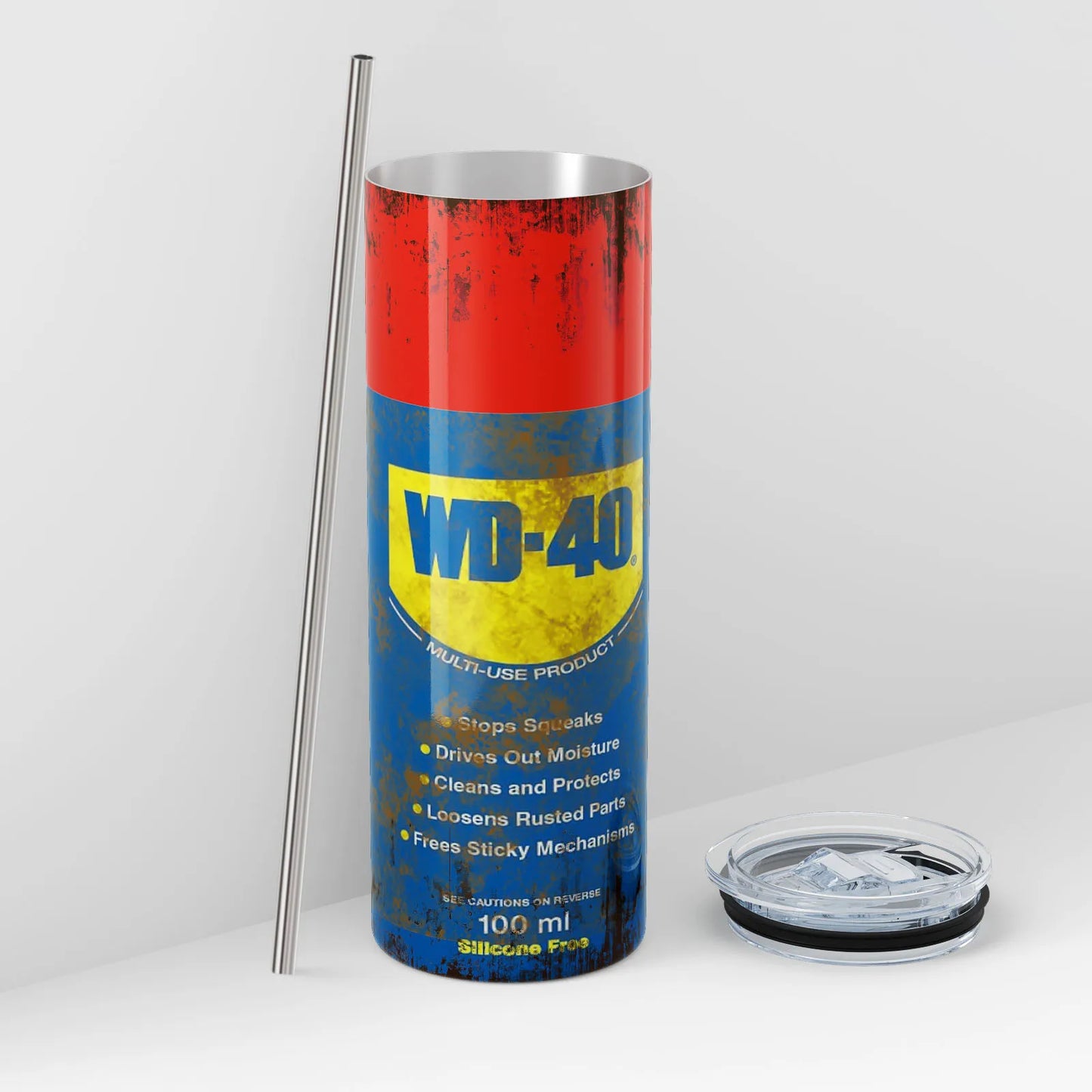 20oz tumbler 600ml Spray Can Tumbler with Lid & Stainless Straw | WD-40 Inspired & IM-OLD Parody Insulated Mug