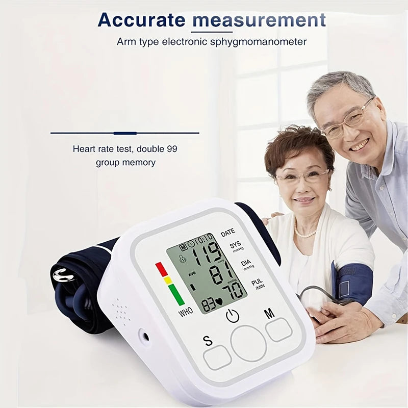 Digital Arm Blood Pressure Meter Cuff Medical Automatic Pressure Tonometer Tensiometer Heart Rate Pulse Meter BP Monitor Healthy