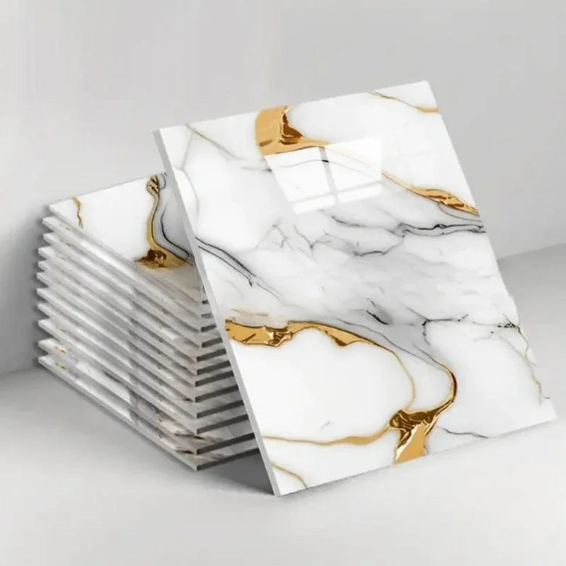 10-40PCS Imitation Marble 3D Ceramic Tile Wall Renovation Decoration Sticker Waterproof Self-adhesive Home Floor Sticker