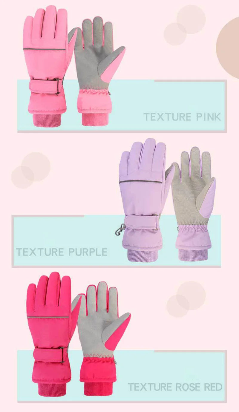 2025 Children Ski Gloves Keep Finger Warm Waterproof Thicken Mittens Winter Snowboard Snow Kids Gloves for Boys Girl Accessories