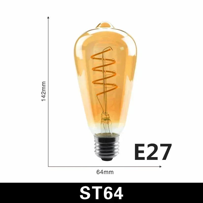 1-10pcs E27 E14 Retro Edison LED Filament Bulb AC 220V Spiral Light C35 G45 A60 ST64 G80 G95 G125 Glass Bulb Retro Candle Lamp
