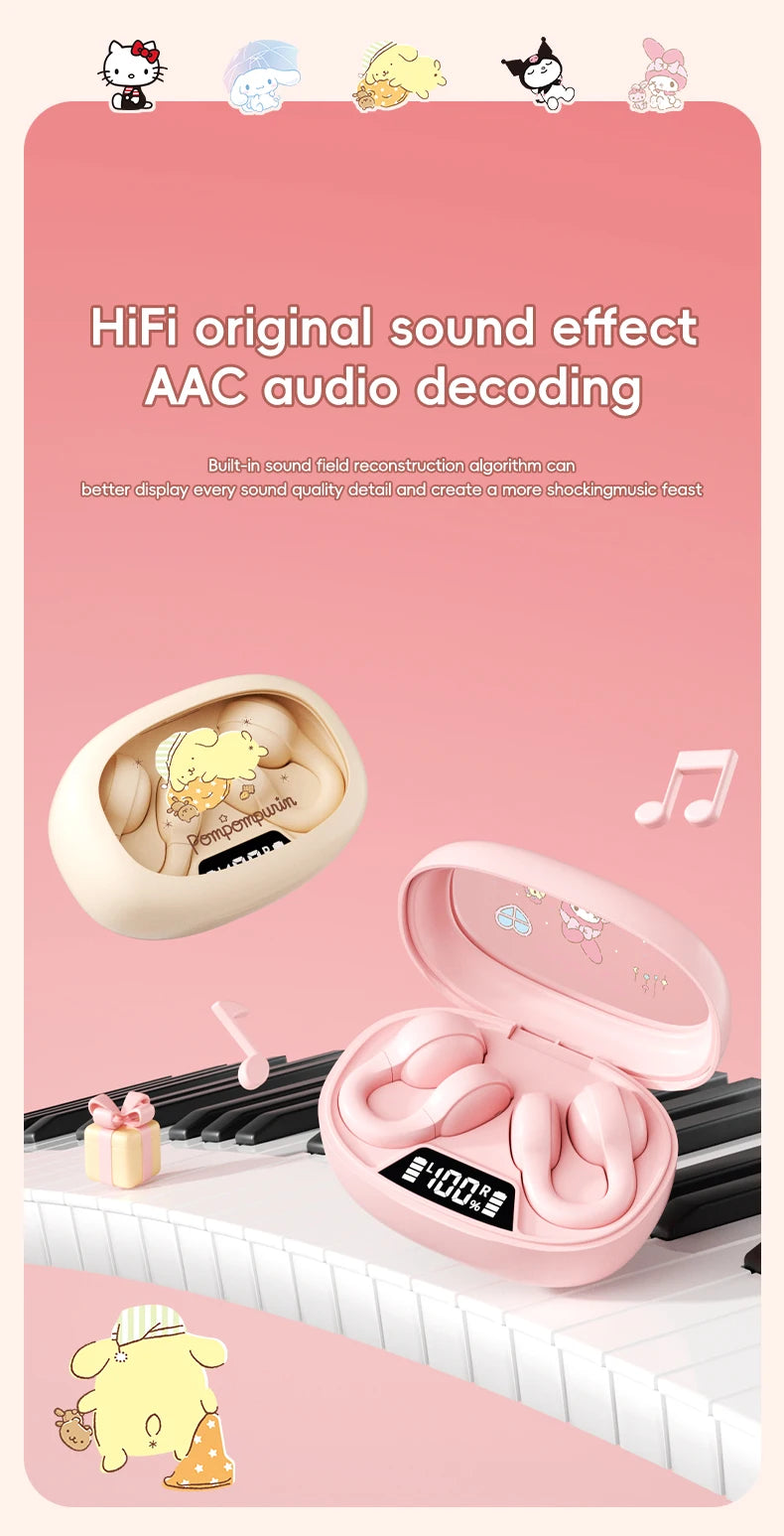 X53 Wireless Headphones Bluetooth Headset Smart Digital Display Volume Adjustment Cute Cartoon Ear Clip Wearing Comfortable