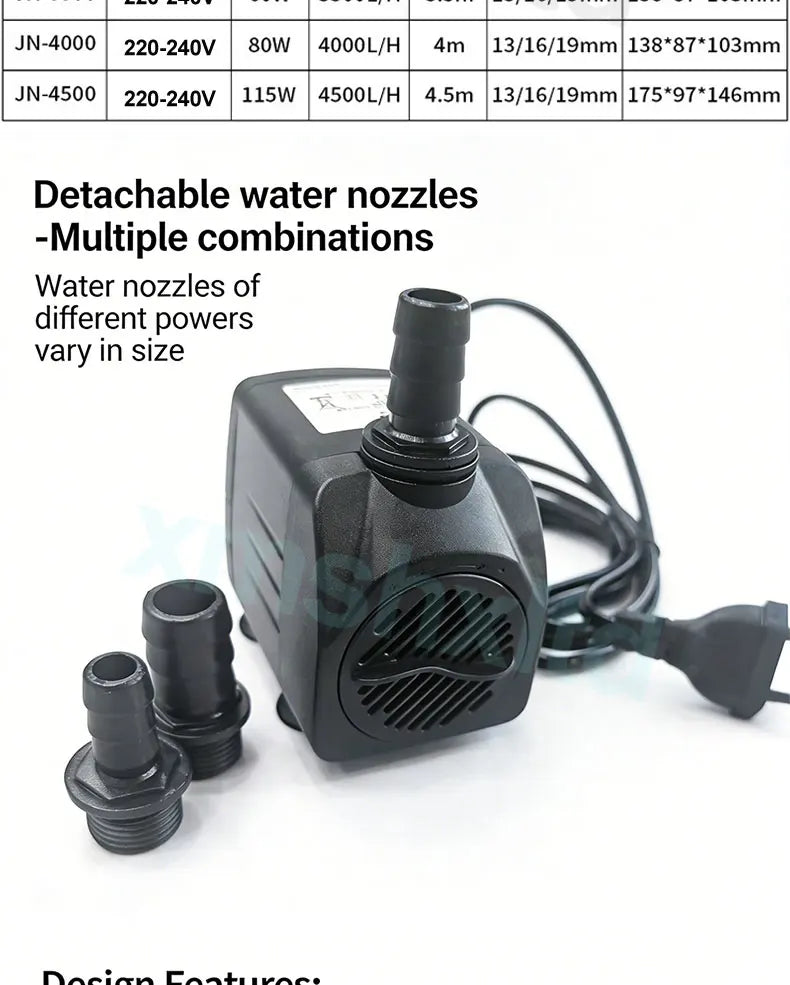 AC220V Multi-functional Silent Aquarium Submersible Pump, Landscape Large-flow Water Spray Pump,Fish Pond Water Circulation Pump