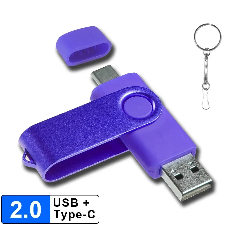 Multifunctional OTG 2 IN 1 Type-c USB Flash Drive Pendrive 128GB Cle Usb Флэш-накопител Stick 32/64 GB Pen Drive for Phone
