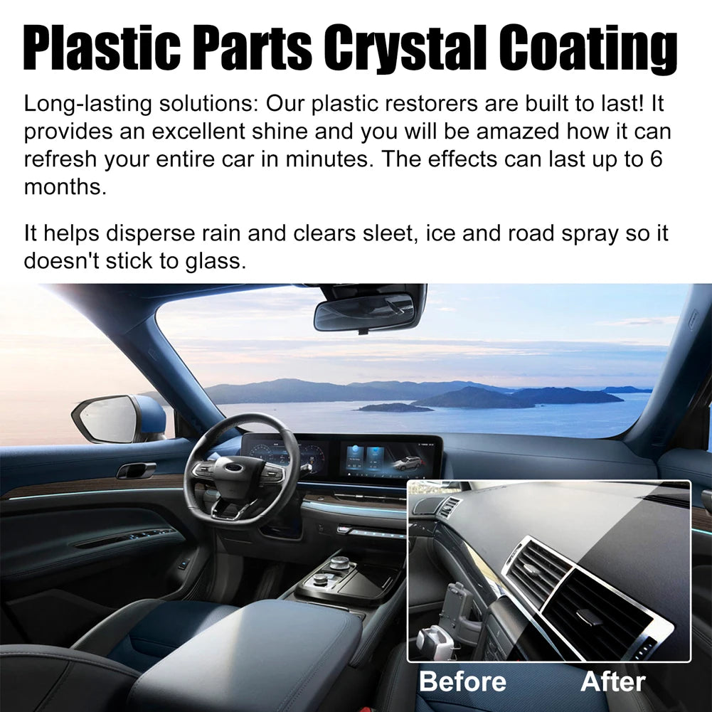 30ml Plastic Restorer for Car Easy To Use Plastic Part Refurbishment Crystal Coating Refurbish Agent with Sponge Long Lasting