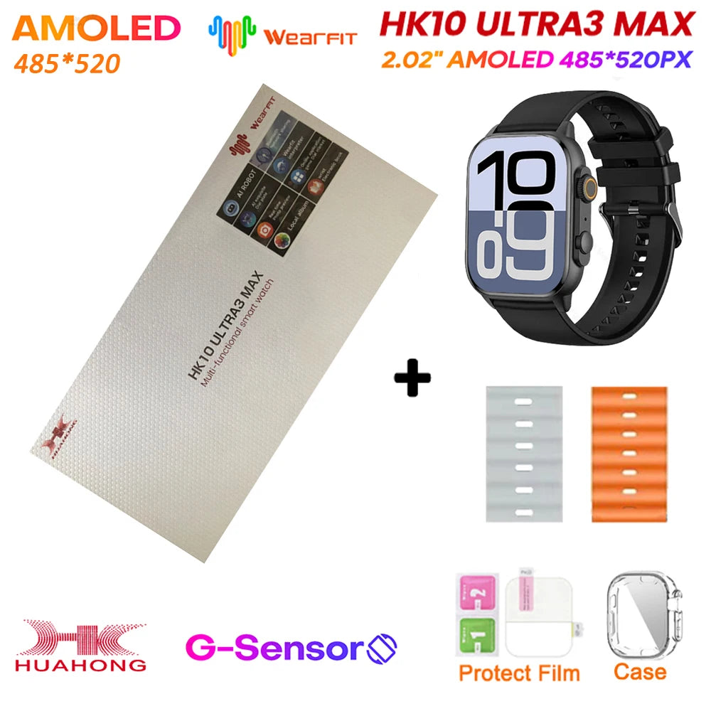 Original HK10 Ultra 3 MAX SmartWatch 2025 For Man Women 49mm HD AMOLED 4GB ROM AI ROBOT NFC GPS Smart Band Watch For IOS Android