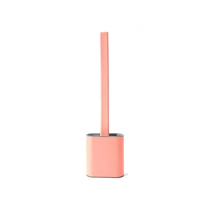 Toilet Brush Water Leak Proof With base Silicone Wc Flat Head Flexible Soft Bristles Brush with Quick Drying Holder Set