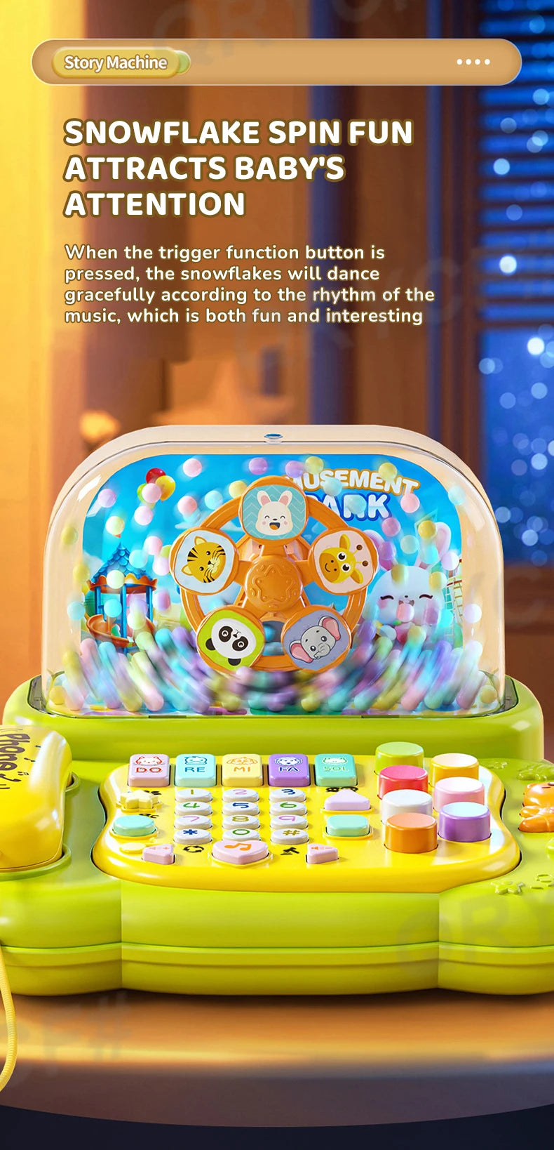 Simulation Telephone Toys Snowfiake Music Lights Story Machine Baby Mobile Phone Multi-functional Kids Education Christmas Gifts