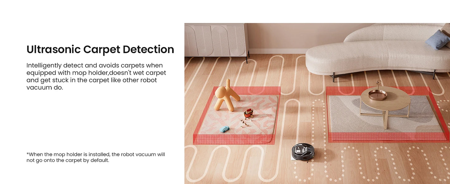 Lefant M320 Robot Vacuum Cleaner, Carpet Detection, 6,000 Pa Suction, Low Noise,  210 Mins Runtime, Self-Charging, Ideal for Har