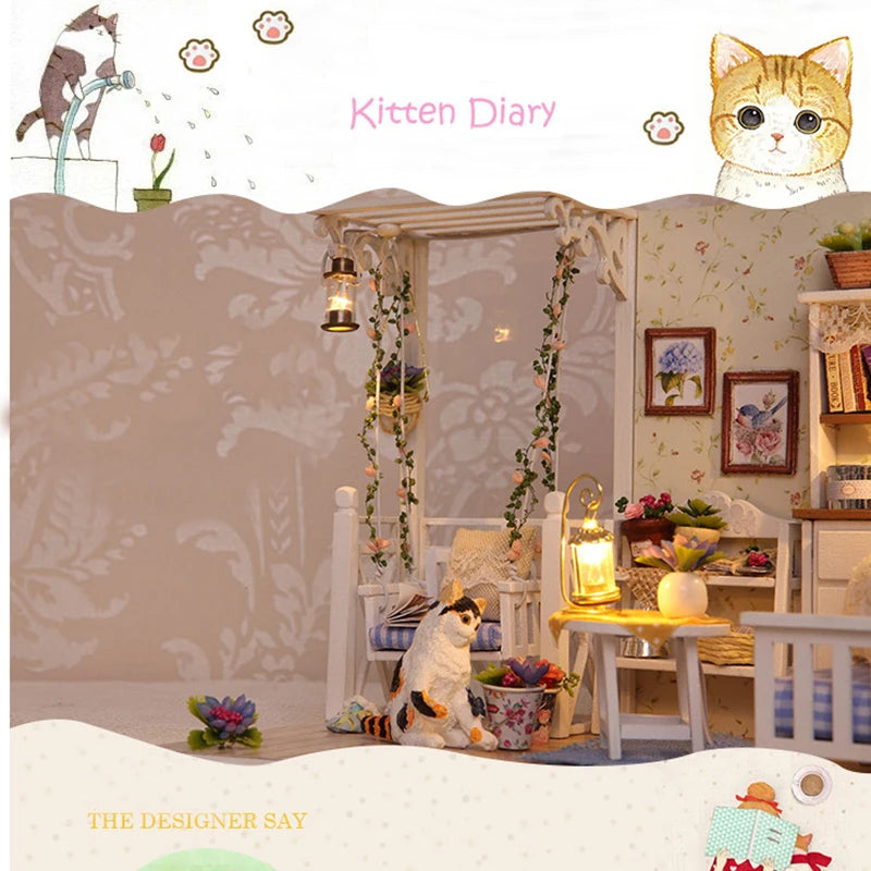 Wooden Mini Doll House Assembled Model Building Small House Kit 3D Puzzle Toys Bedroom Decoration With Furniture Gifts Dollhouse