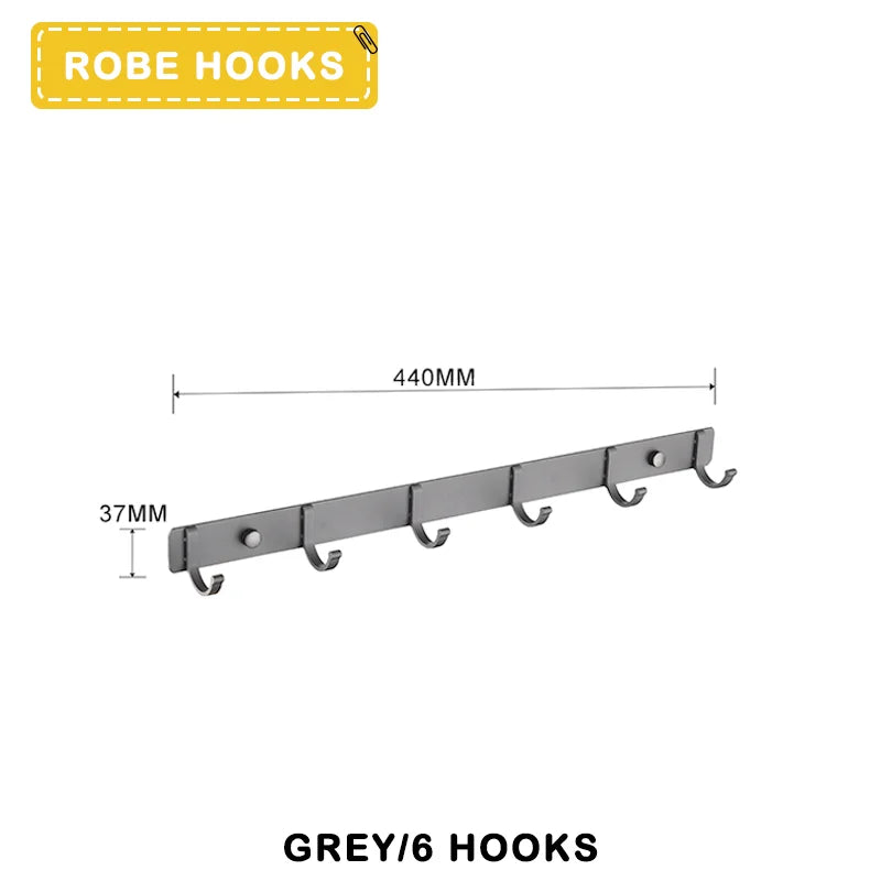 Space Aluminum With Multiple Robe Hooks Hanging Clothes Key Storage Hooks Save Space Towel Rack With Hook Bathroom Accessories