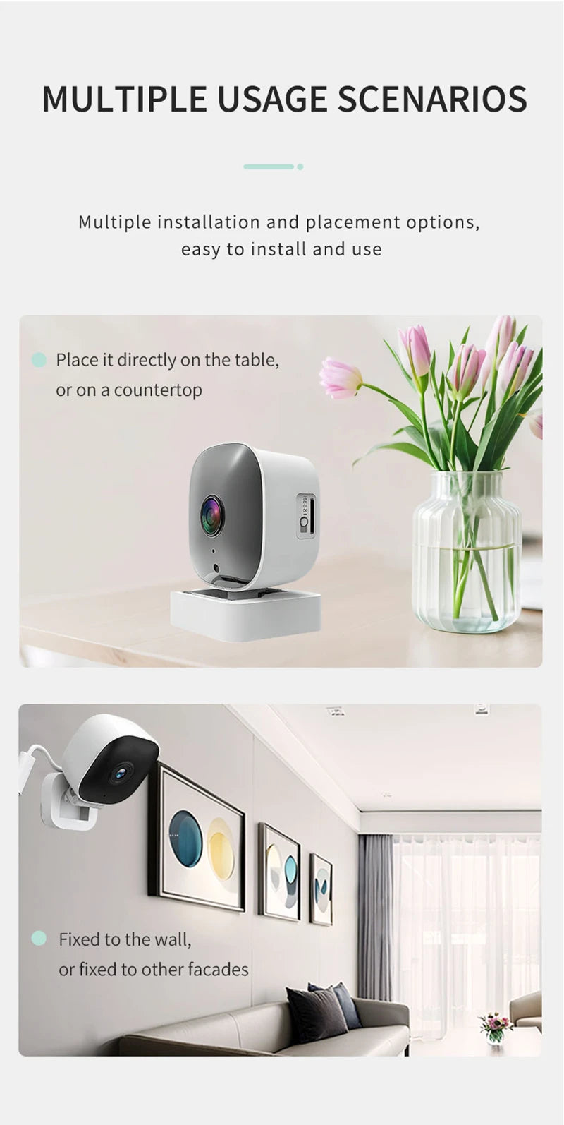 3MP Resolution Window Mini Camera Full-Color Night Vision ThroughWindow Camera Replaces Outdoor Cameras 2.4/5GHz WiFi Camera