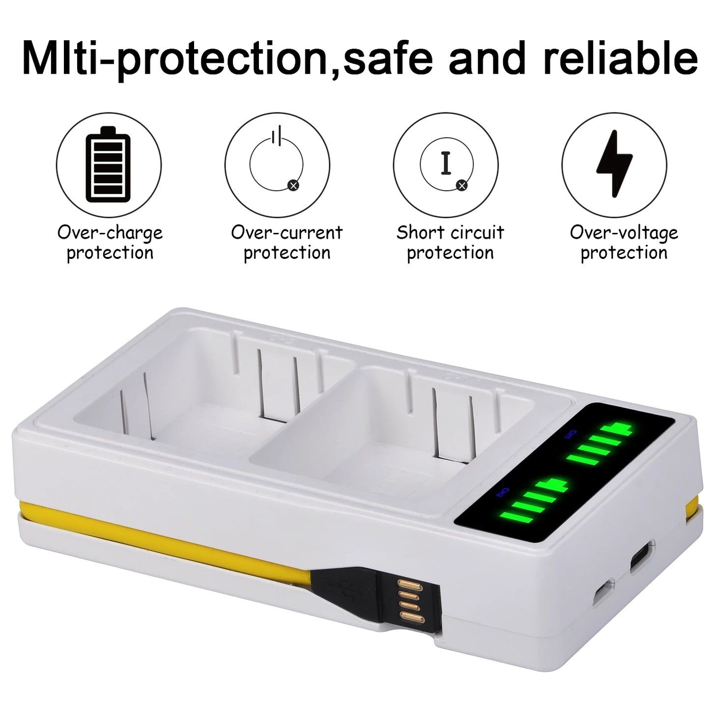 Fast LED Dual Battery Charger for Arlo Ultra/Ultra 2 and Arlo Pro 3 Pro 4 Camera Rechargeable Battery